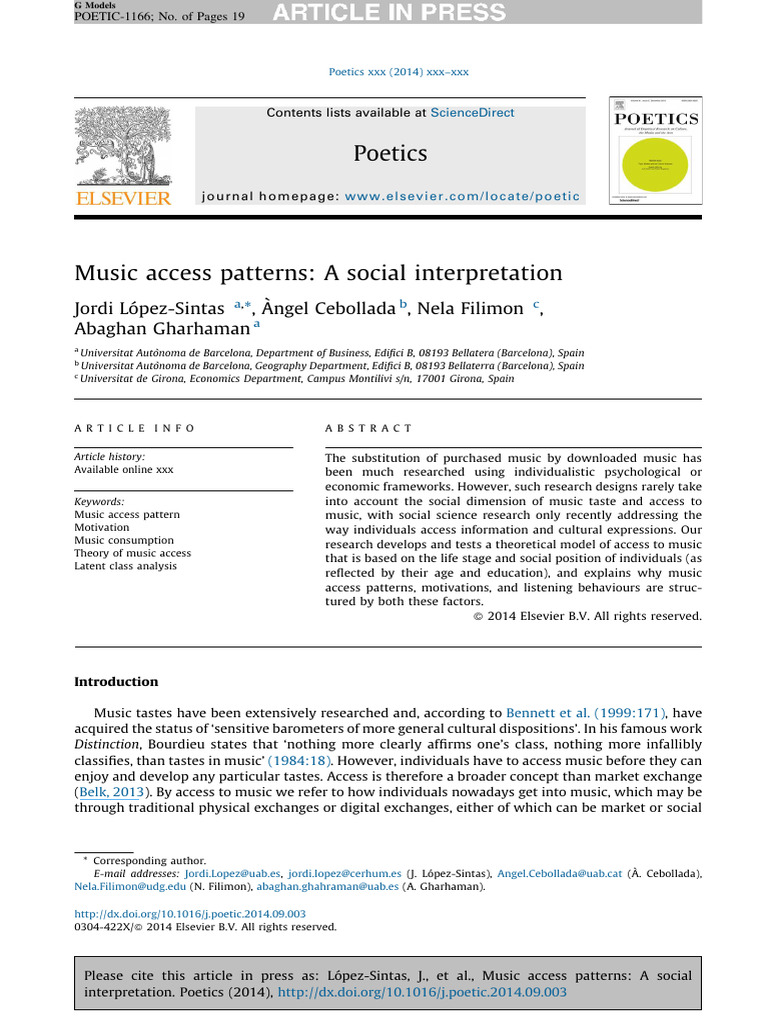 Social Factors in Music Access Patterns | PDF