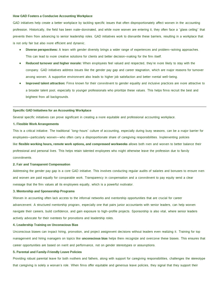 GAD Initiatives for Gender Equality in Accounting | PDF | Parental ...
