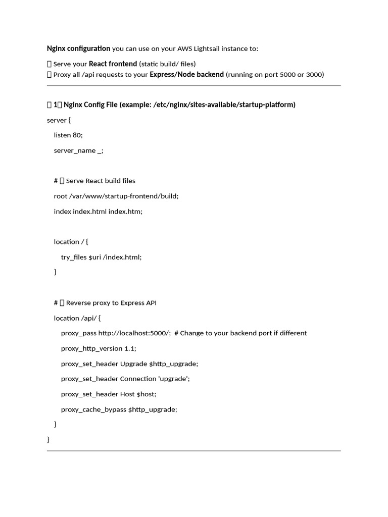 Nginx Configuration File For AWS Lightsail Instance | PDF