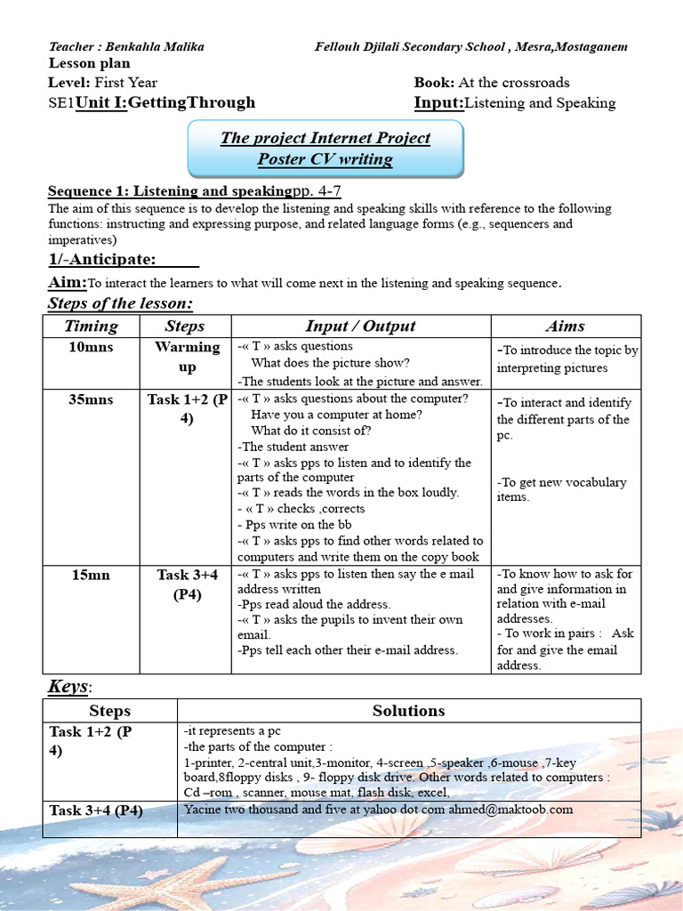 First Year ESL Lesson Plan: Computers | PDF | Computer Science | Computing