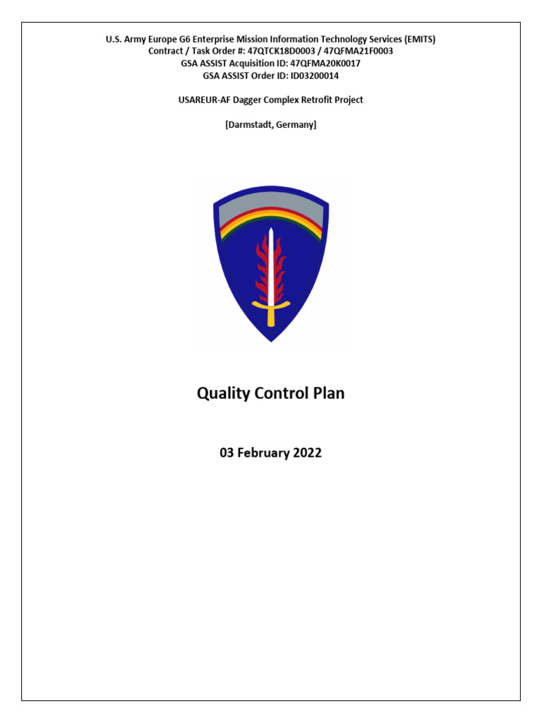 4-Dagger Quality Control Plan (Signed by GDIT PM) | PDF | Verification ...