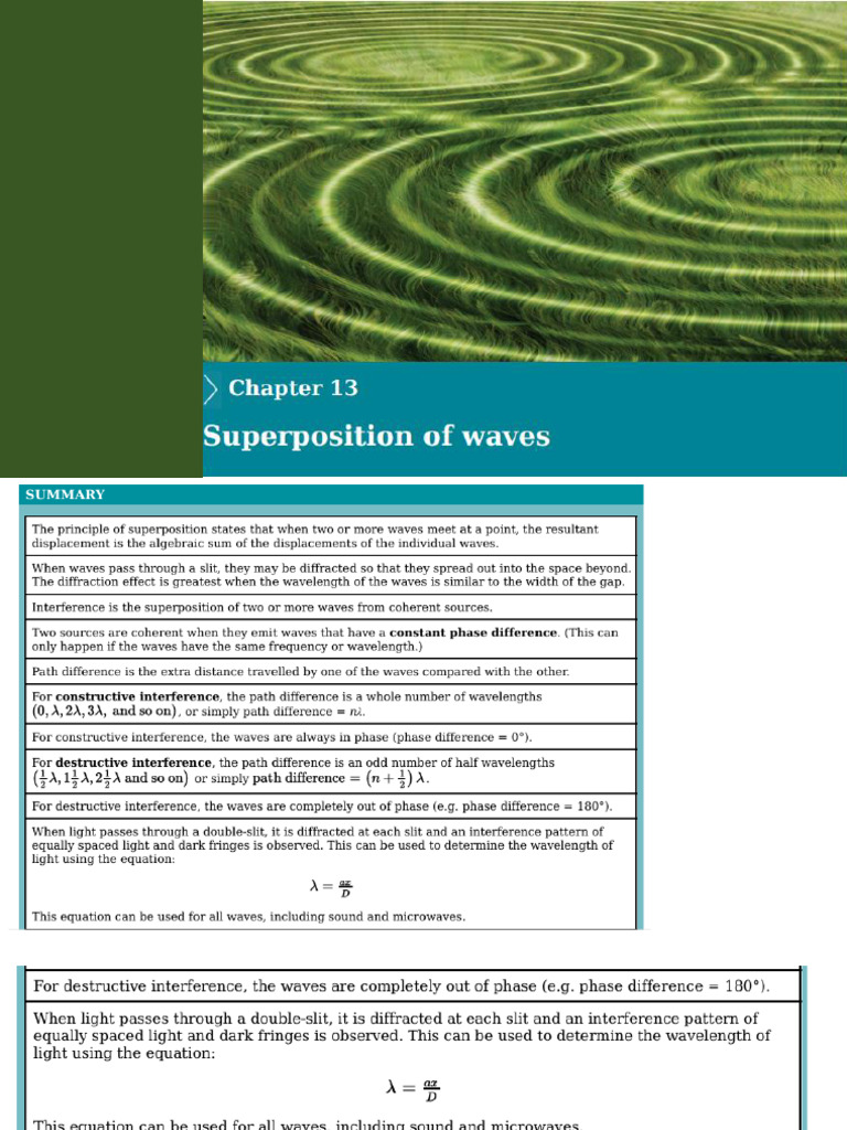 Wave Superposition and Diffraction Explained | PDF | Diffraction ...