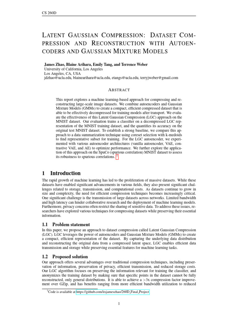 CS 260D Final Project Paper | PDF | Data Compression | Applied Mathematics