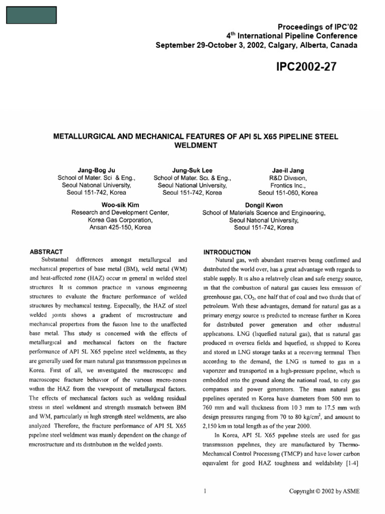 API 5L X65 Pipeline Steel Weldment Analysis | PDF | Welding | Construction