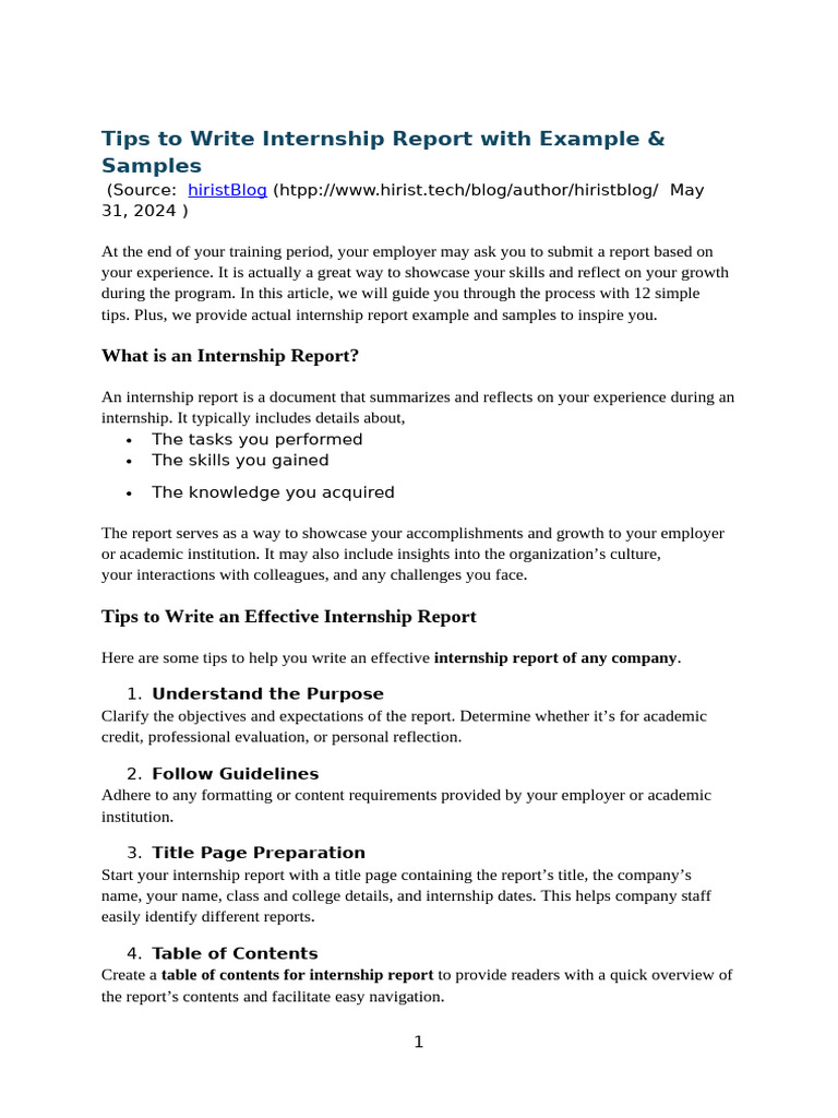 Writing an Effective Internship Report | PDF | Internship | Job Hunting