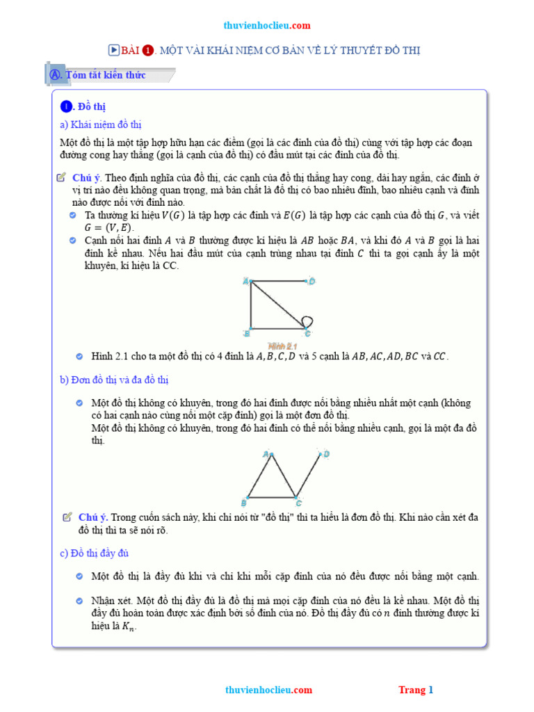 Cac Dang Bai Tap Ly Thuyet Do Thi On Thi TN THPT | PDF