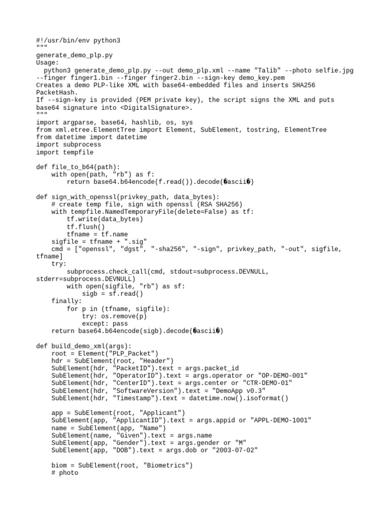 Generate Demo PLP XML Script | PDF | Computing | Computer Data