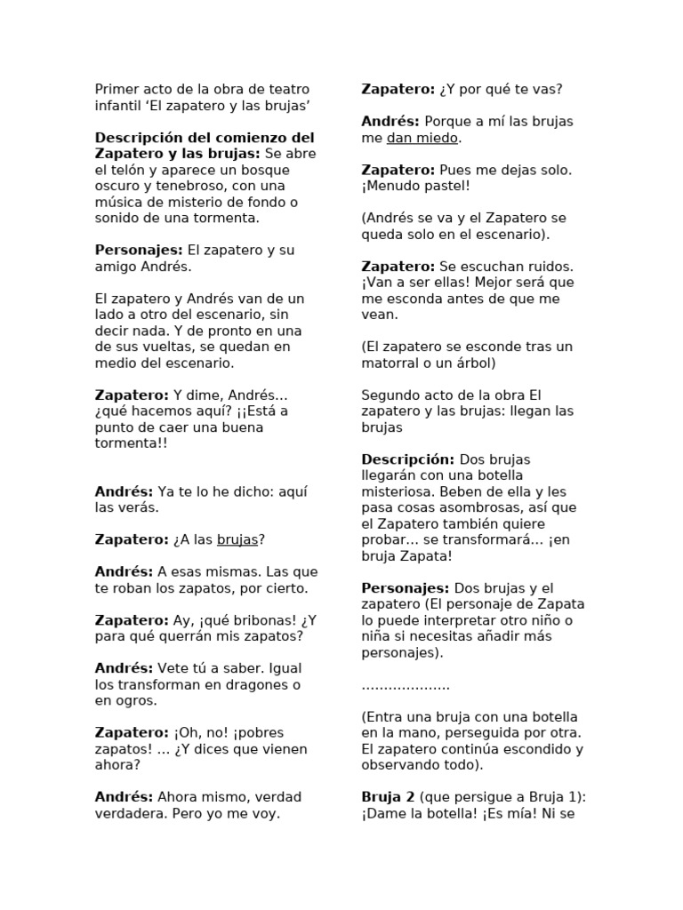 Primer acto de 'El zapatero y las brujas' | PDF