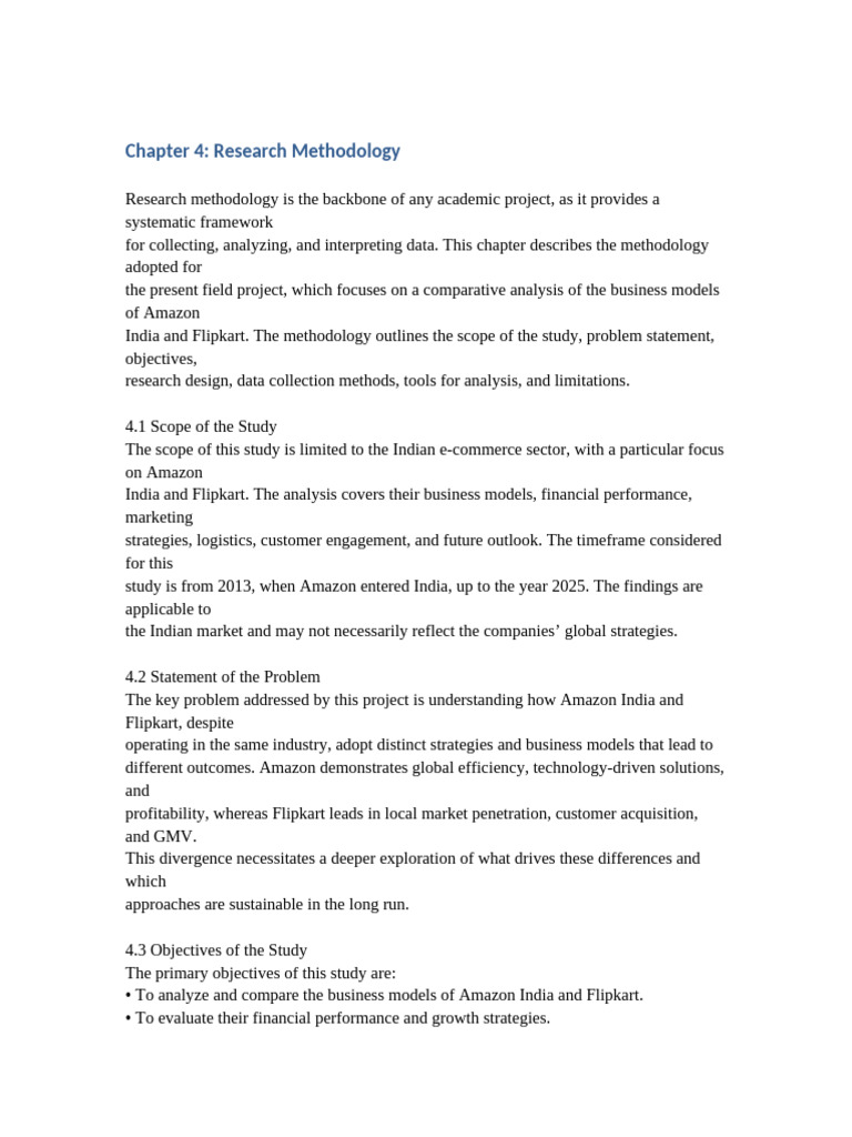 Field Project Chapter4 Methodology | PDF | Methodology | Business Model