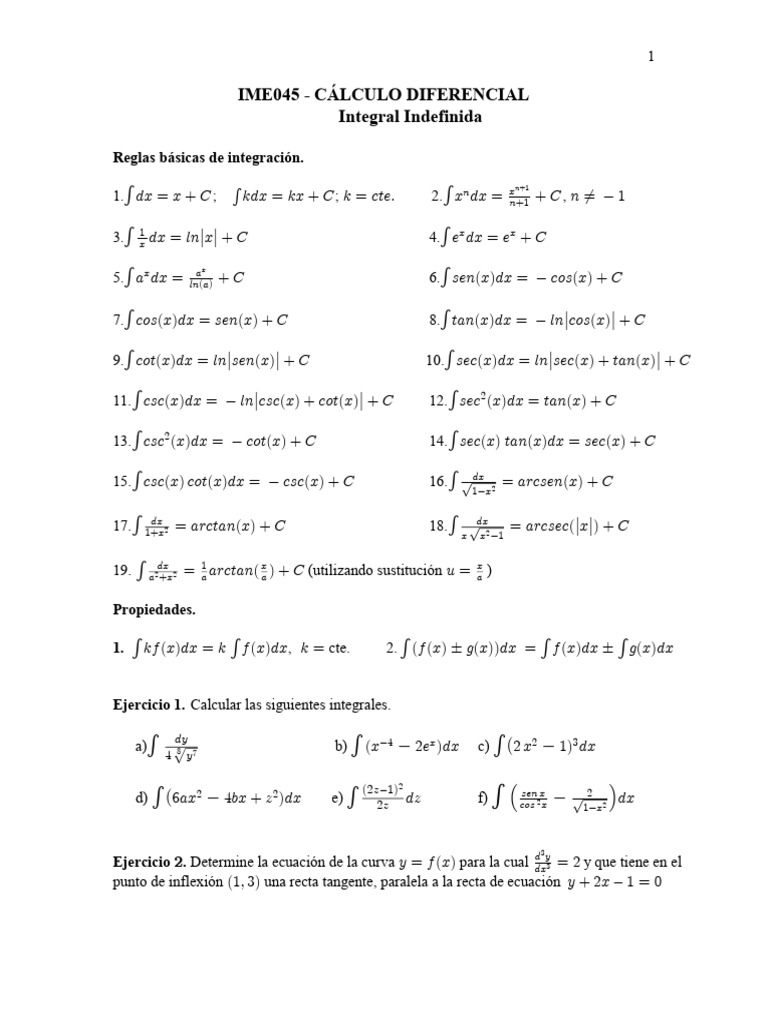 Integral Indefinida (Material Complementario) | PDF | Integral | Ecuaciones