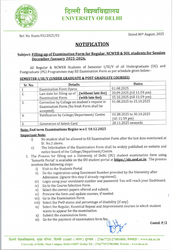 NCWEB & SOL Exam Form Notification 2025 | PDF | Educational Stages