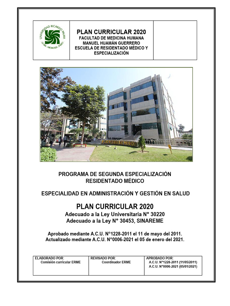 Plan Curricular Especialidad Salud 2020 | PDF | Plan de estudios ...