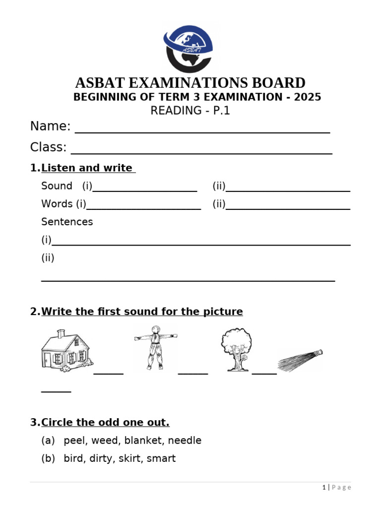ASBAT 2025 Term 3 Reading Exam | PDF