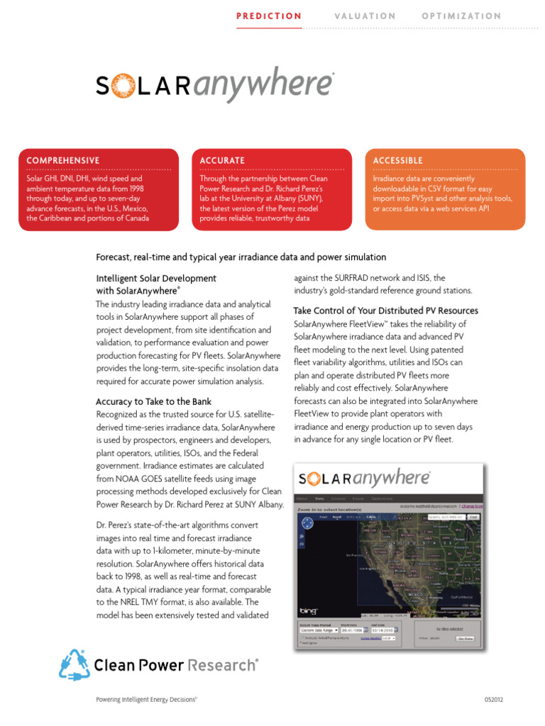SolarAnywhere: Accurate Solar Data Tools | PDF | Forecasting