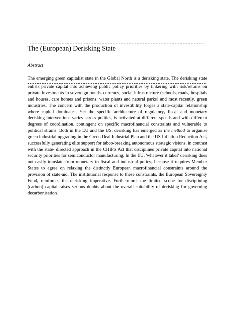 Understanding the Derisking State in Europe | PDF | European Central ...