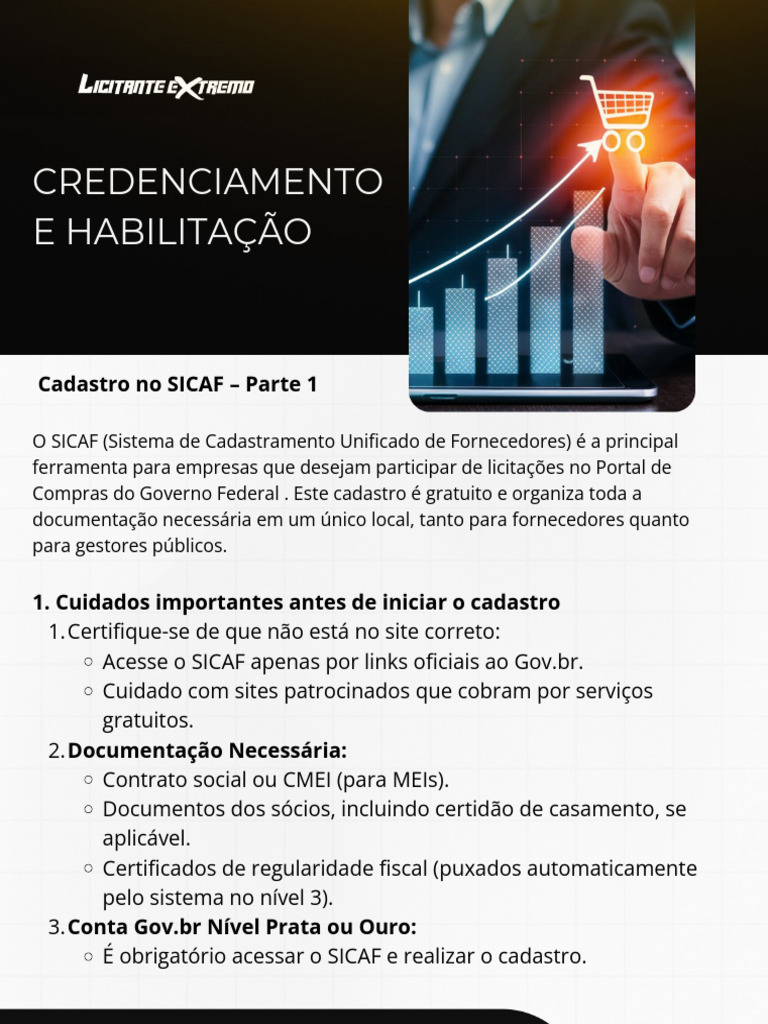 Cadastro no SICAF: Passo a Passo | PDF | Balancete