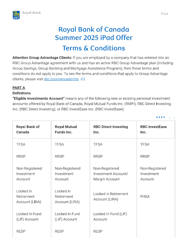 RBC T&C | PDF