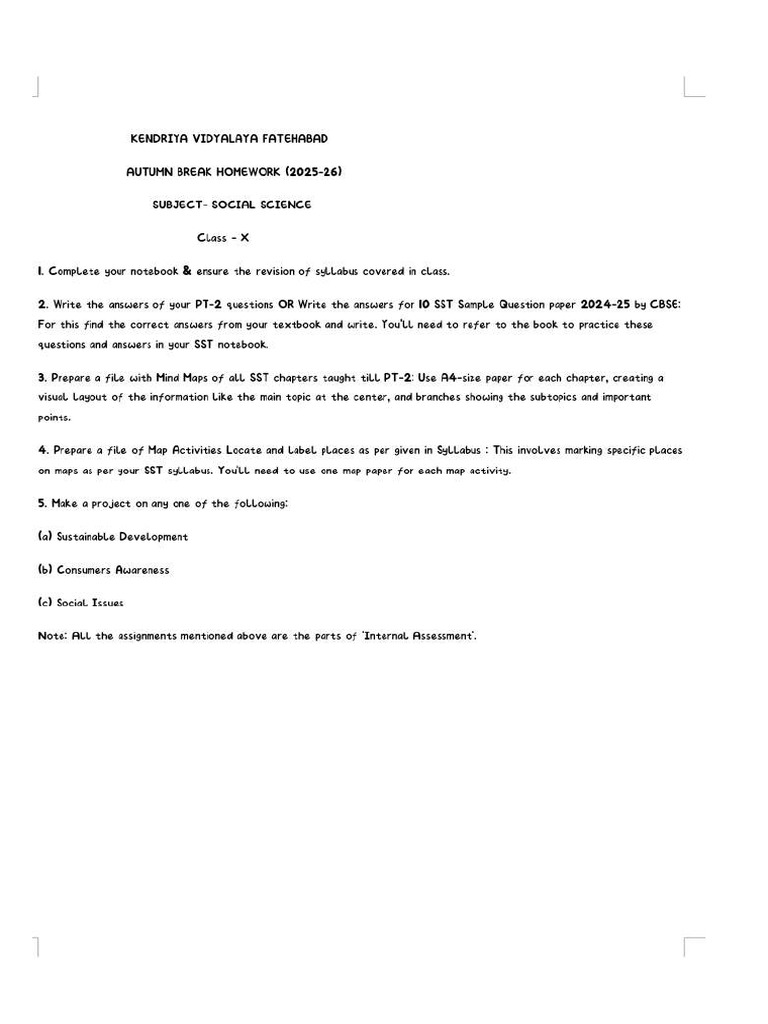 Class 10th Holiday Work SST | PDF