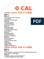2500 Cals: Hig H Carb: Diet 1