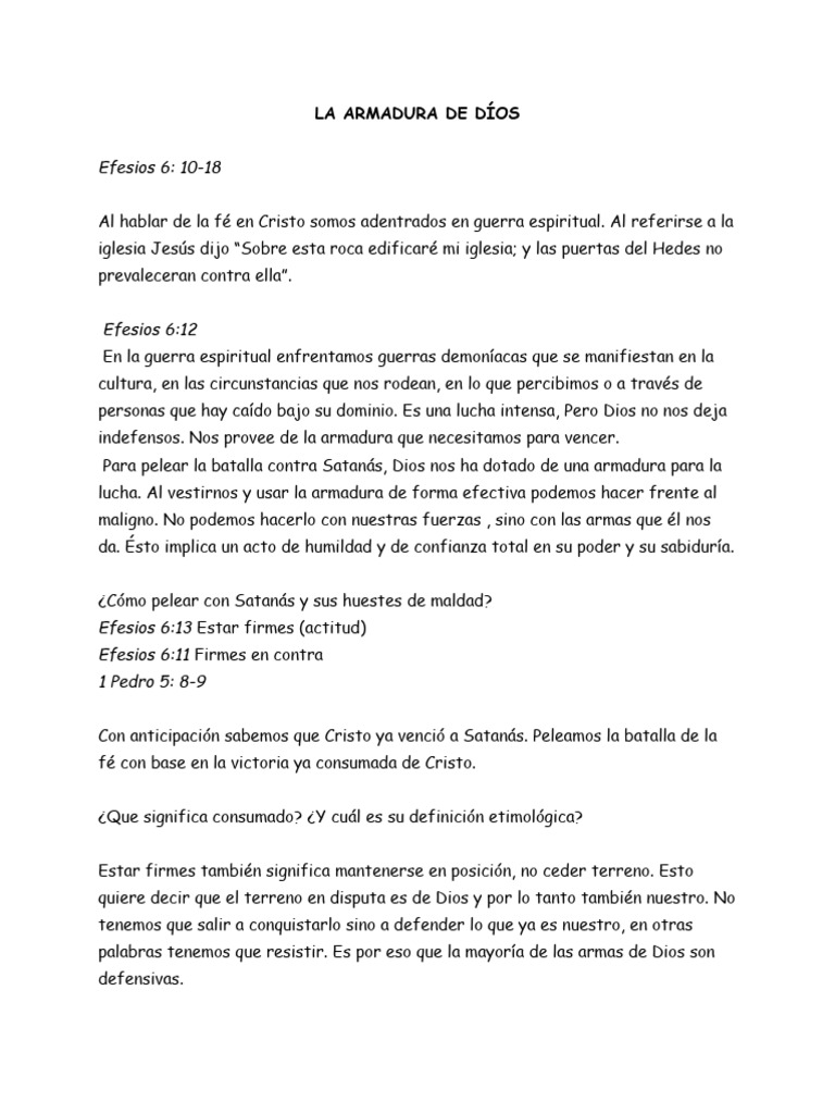 Armadura de Dios en la Guerra Espiritual | PDF | Cristo (título) | Fe