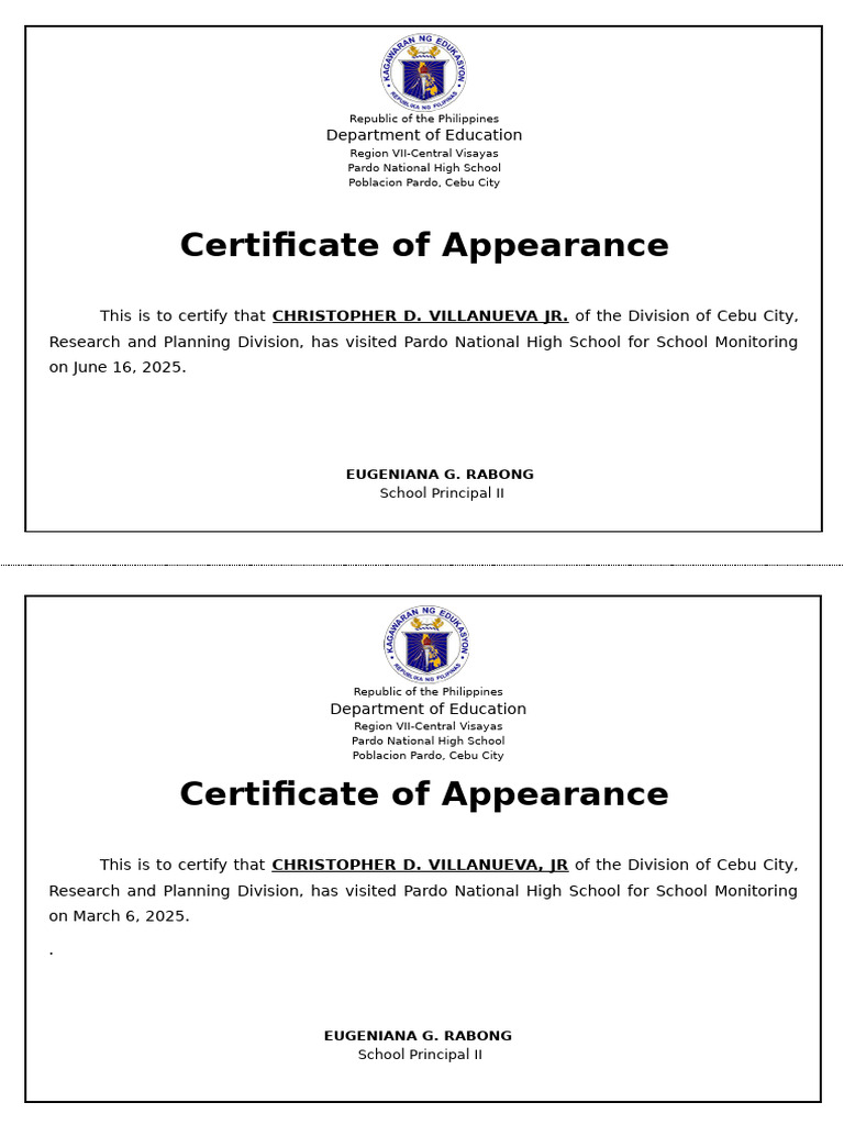 Image 6 for Certificate Of Appearance Template