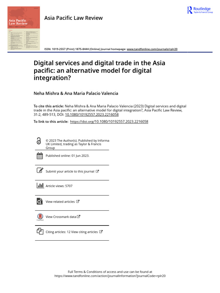 Digital Trade Models in Asia-Pacific | PDF | Trans Pacific Partnership ...