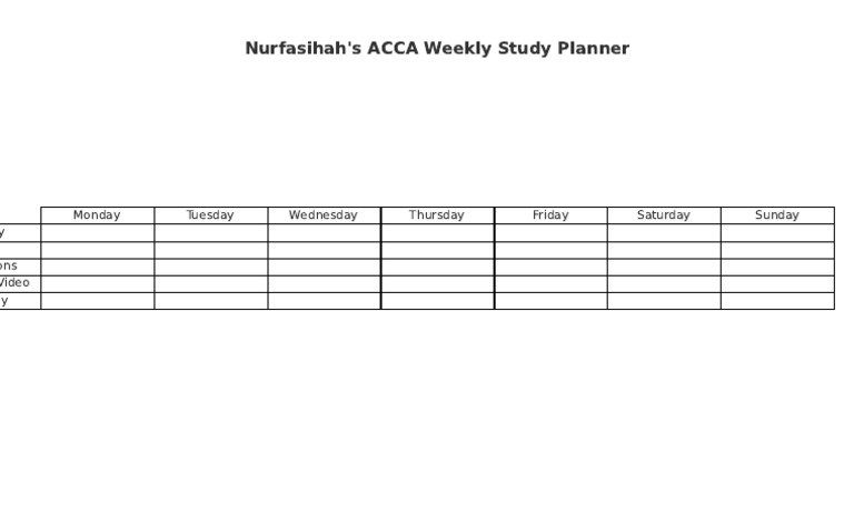 ACCA Study Planner Template v2 | PDF