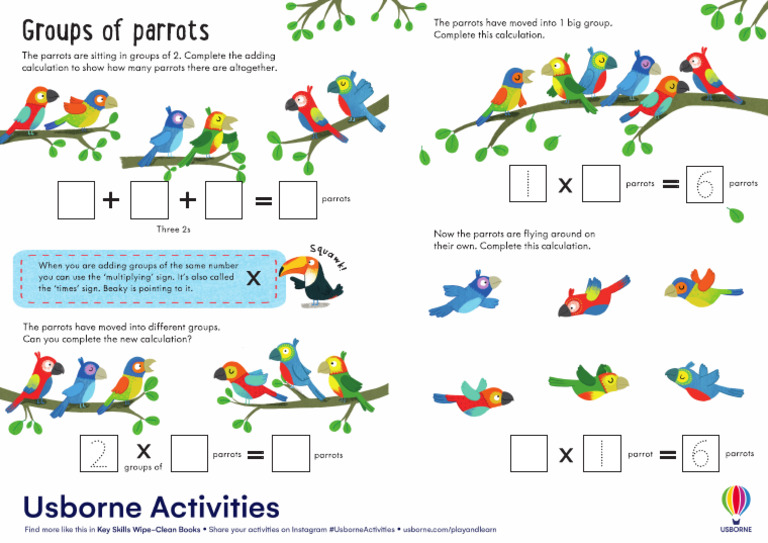 Play and Learn Key Skills Multiplying Groups of Parrots 6-7 | PDF
