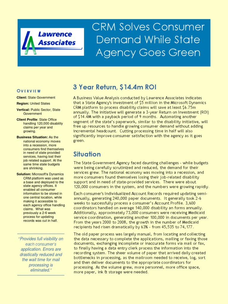 Case Study Dynamics CRM Public Sector Customer Relationship