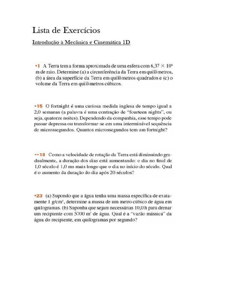 Lista de Exerccios - 1 | PDF