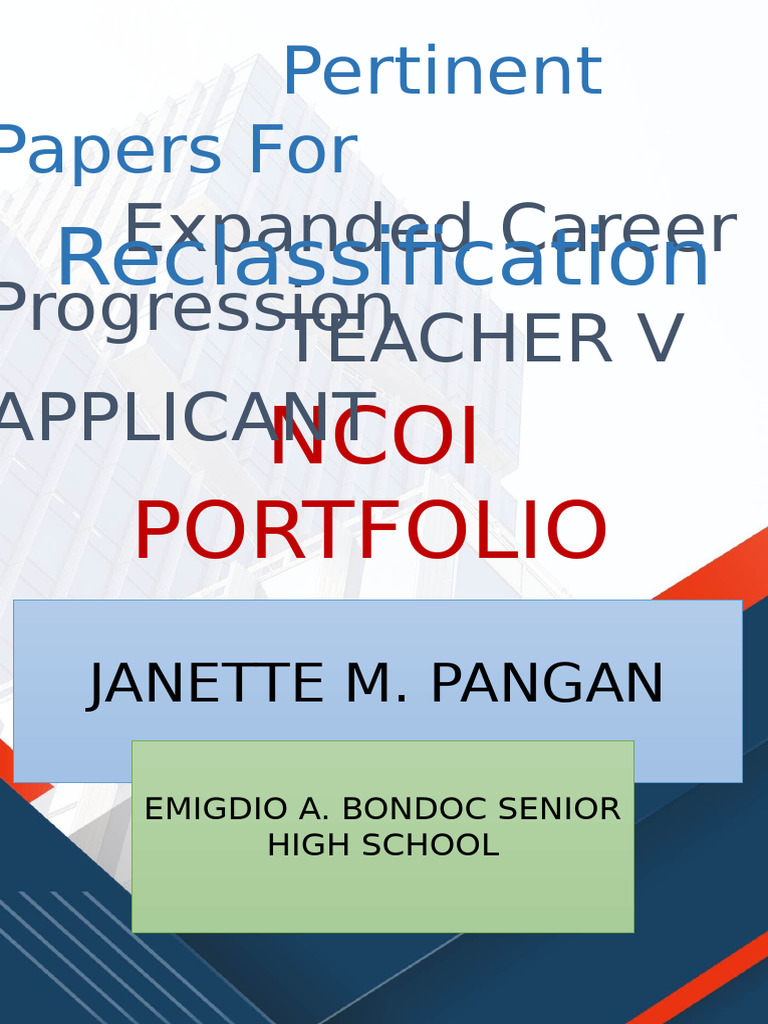 NCOI Portfolio Template for Reclassification | PDF