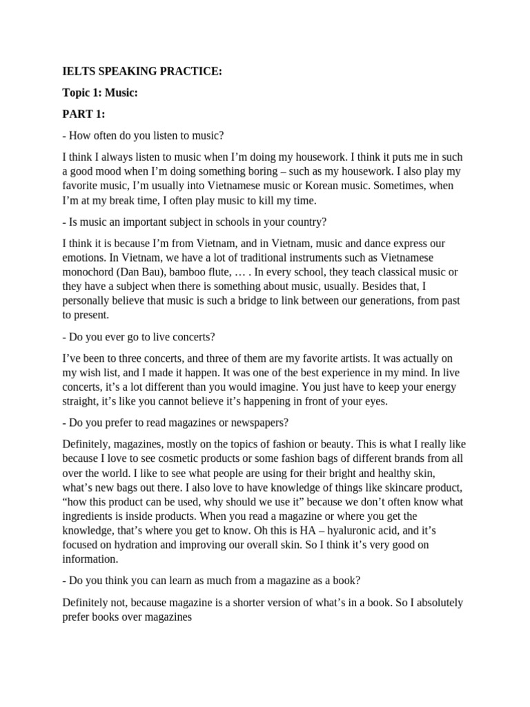 Ielts Speaking Practice | PDF | Bus