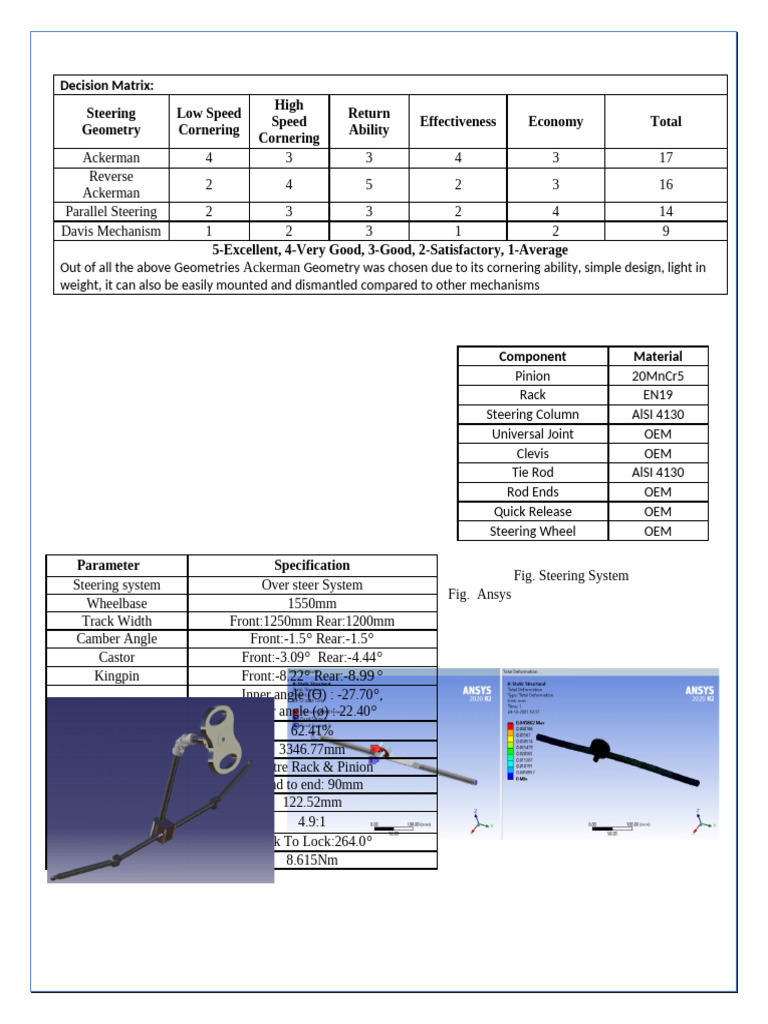 Steering Geometry Decision Matrix Analysis | PDF | Steering | Vehicle ...
