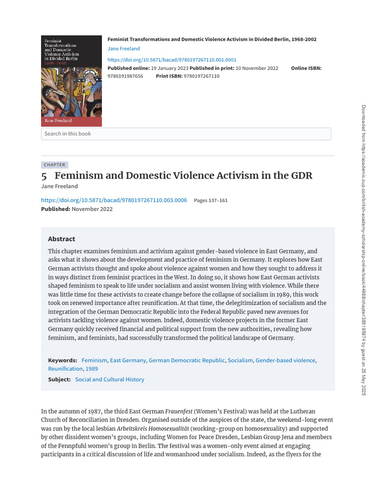 Feminism and Domestic Violence in GDR | PDF | Gender Studies | Feminism