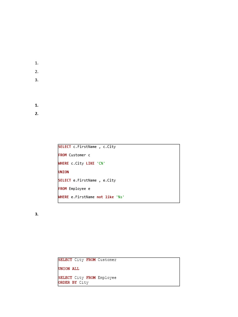 Operasi Set SQL: UNION, INTERSECTION, EXCEPT | PDF
