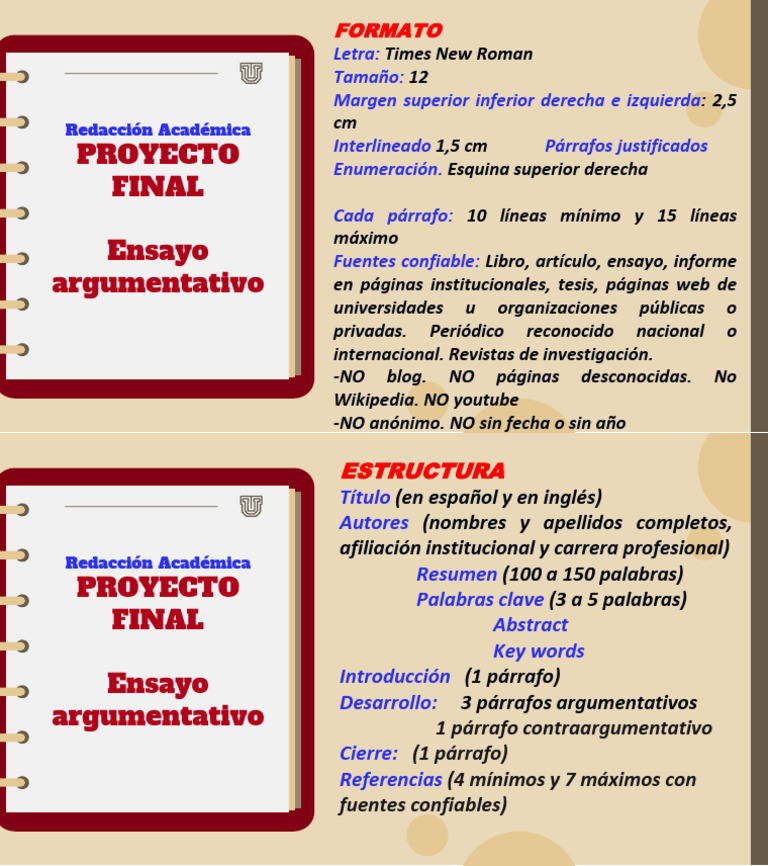 PROYECTO FINAL - Estructura y Formato - 2024-2 | PDF