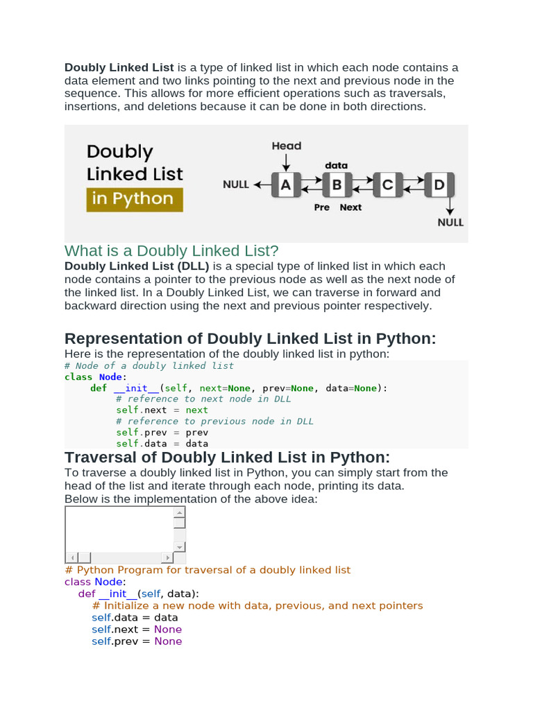 Python Doubly Linked List Guide | PDF | Computer Data | Software ...