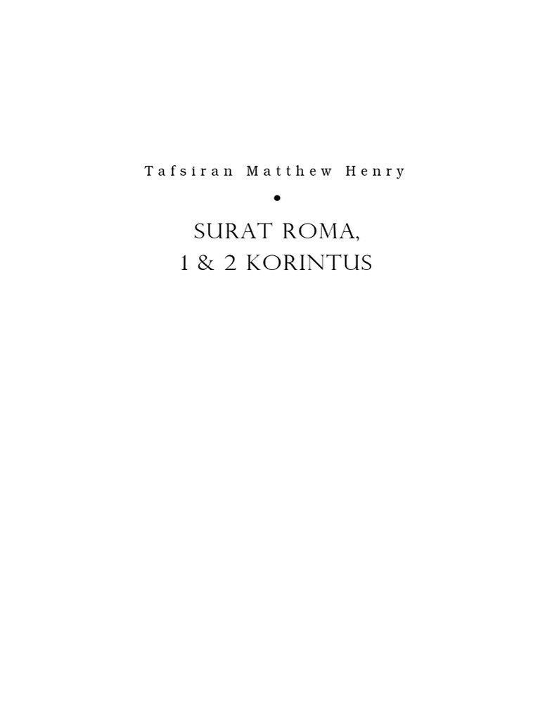 Tafsiran Roma dan Korintus Matthew Henry | PDF