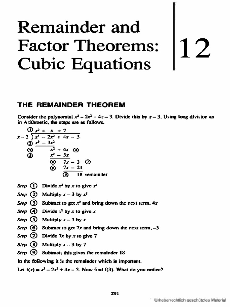 Remainder and Factor Theorems Explained | PDF