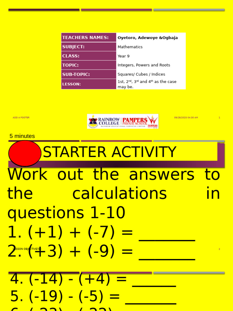 Year 9 Math: Integers and Indices | PDF | Multiplication | Numbers