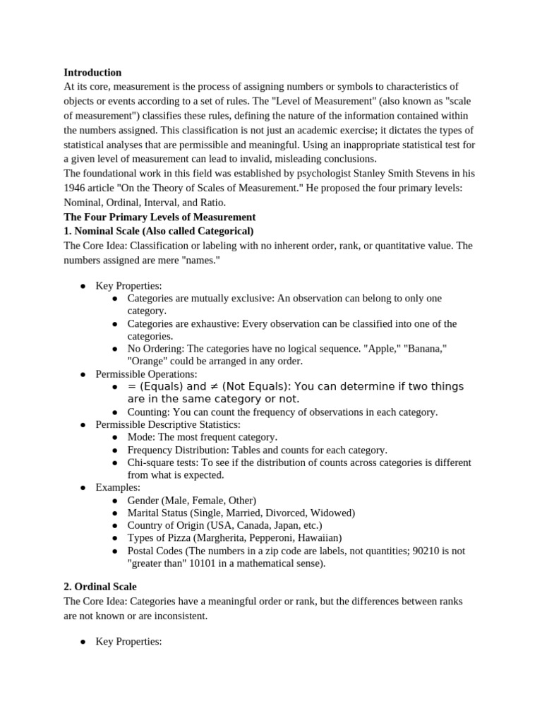 Levels of Measurement Explained | PDF | Level Of Measurement | Statistics