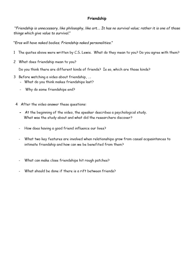 Understanding the Value of Friendship | PDF
