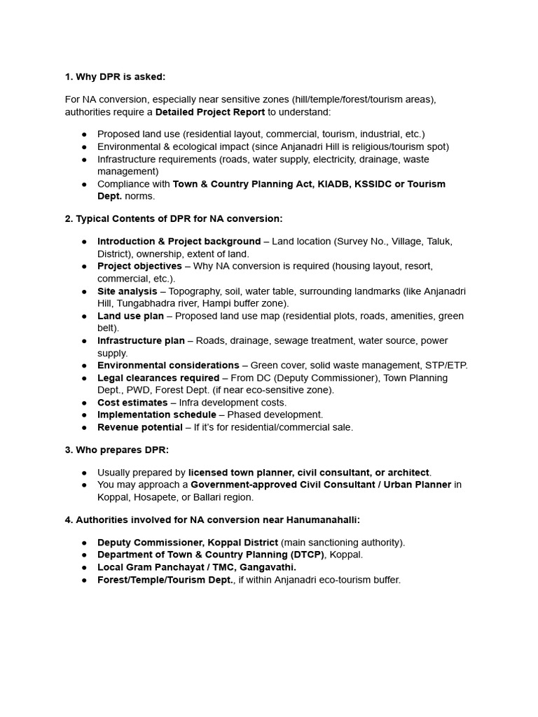 DPR Guide for Eco-Friendly Projects Near Hampi | PDF | Road ...