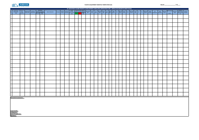 Monthly NDT Inspection Log for Equipment | PDF | Vehicle Technology ...