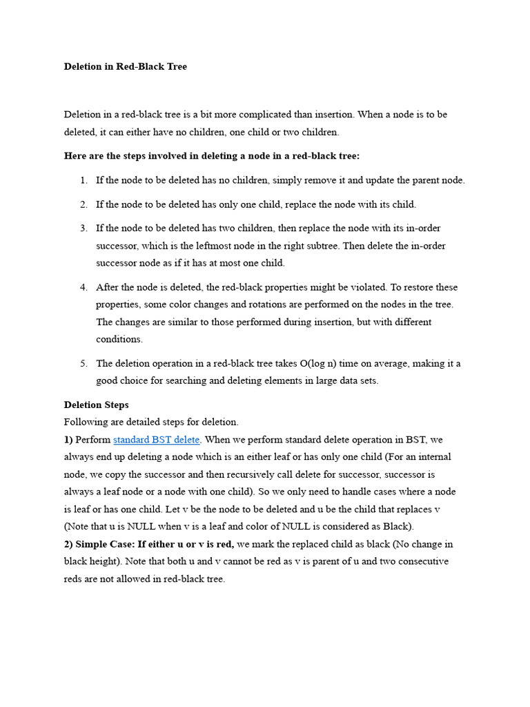 Red-Black Tree Deletion Process | PDF | Algorithms And Data Structures