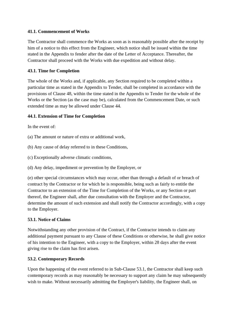 Contractor's Rights and Completion Terms | PDF | Employment | Breach Of ...