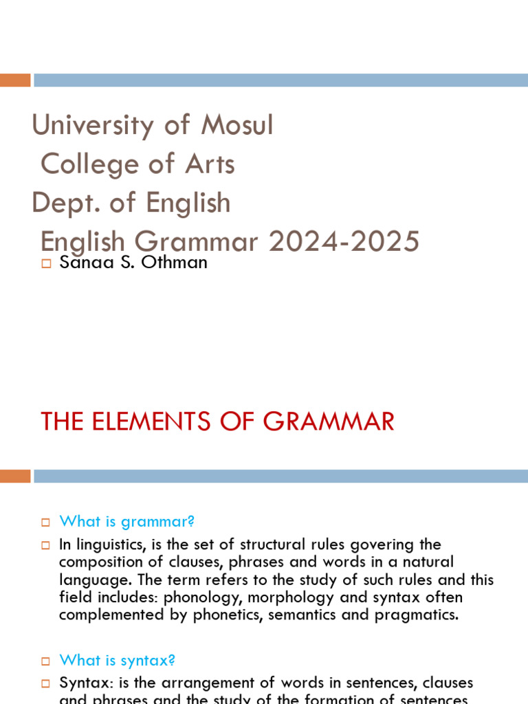 Elements of English Grammar 2024-2025 | PDF | Grammatical Gender ...
