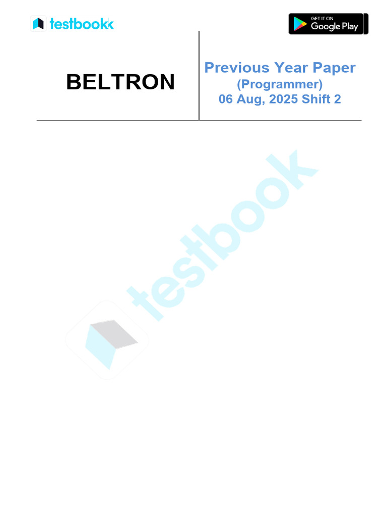 BELTRON Programmer Exam Paper 2025 | PDF | Method (Computer Programming ...