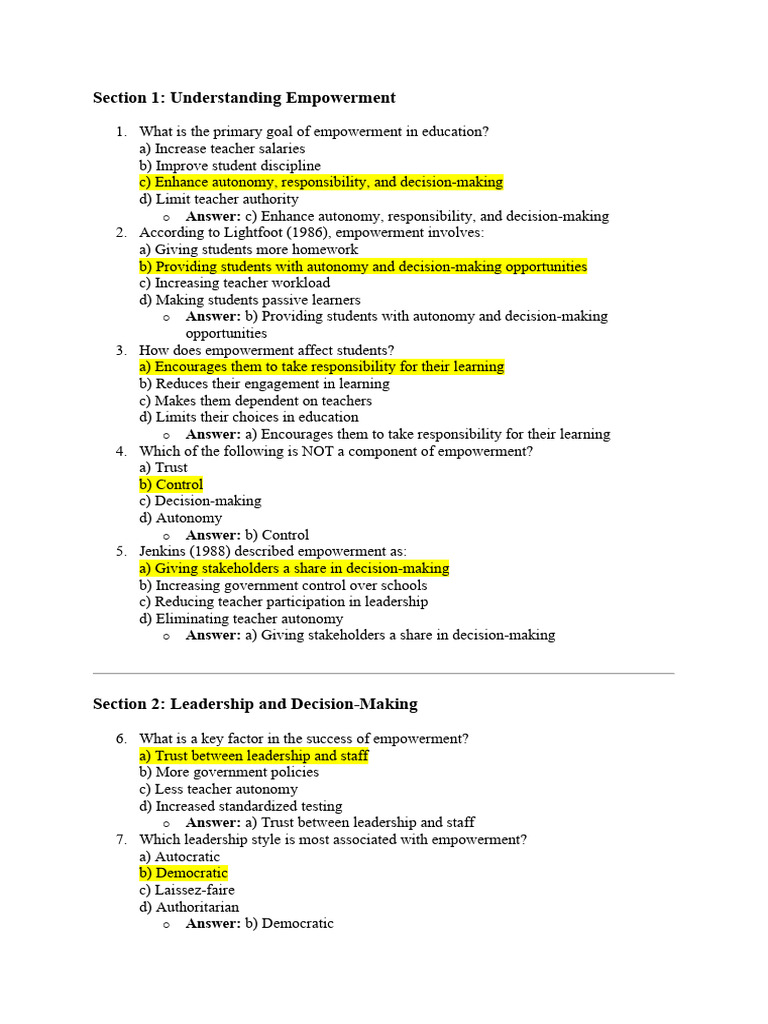 Empowerment in Education: Key Concepts | PDF | Empowerment | Leadership