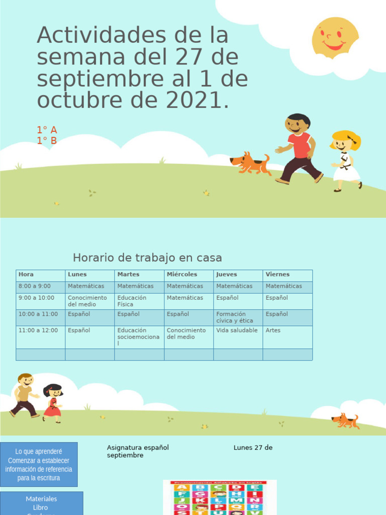 Actividades escolares del 27 de septiembre al 1 de octubre | PDF